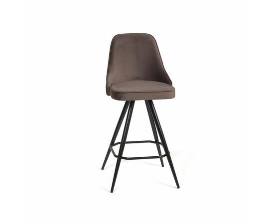 Стул полубарный Oliver поворотный 360 градусов, бархат коричневый 12/ чёрный конус, изображение 11 | Интернет магазин мебели и декора LifeDekor