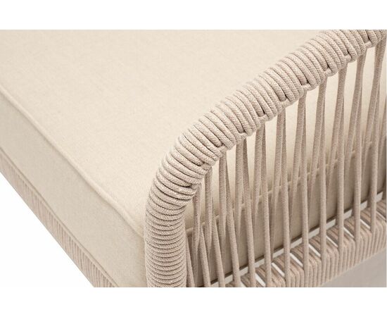 "Канны" диван модульный плетеный из роупа, каркас алюминий белый, роуп бежевый круглый, ткань бежевая 035, изображение 6 | Интернет магазин мебели и декора LifeDekor