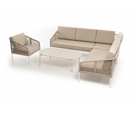 "Канны" модульная угловая лаунж-зона из роупа (веревки) со столом "Диего" (молочный), цвет бежевый, изображение 4 | Интернет магазин мебели и декора LifeDekor