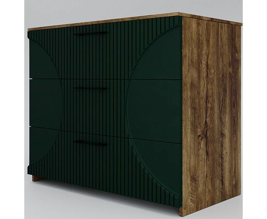 Комод «Монтале» 3Я КМК 0966.17, дуб канзас/зеленый матовый, изображение 2 | Интернет магазин мебели и декора LifeDekor