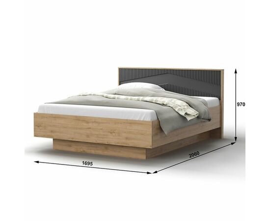 Спальня «Оливия» КМК 0971, дуб наварра/шагрень черная, изображение 4 | Интернет магазин мебели и декора LifeDekor