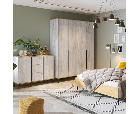 Шкаф «Саванна» 4Д КМК 0973.14, бетон пайн светлый/дуб наварра, изображение 5 | Интернет магазин мебели и декора LifeDekor