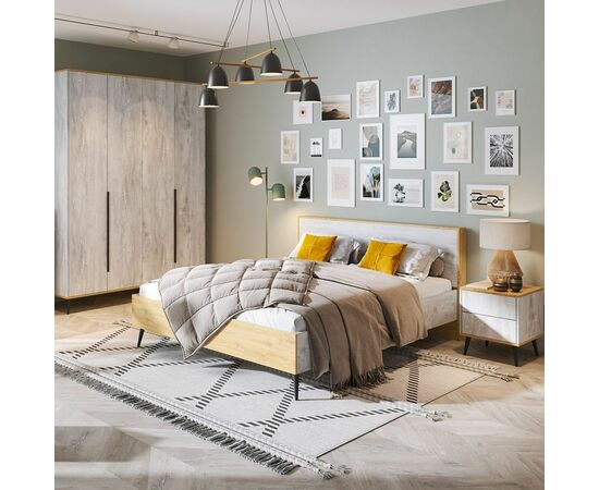 Кровать «Саванна» 160x200 КМК 0973.3, бетон пайн светлый/дуб наварра, изображение 4 | Интернет магазин мебели и декора LifeDekor