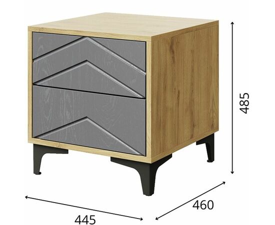 Тумба «Тиана» 2Я КМК 0967.19, дуб наварра/графит, изображение 2 | Интернет магазин мебели и декора LifeDekor