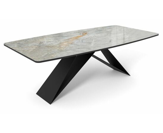 Стол DikLine SKY220 Керамика Titanium Silver River Polished/подстолье черное/опоры черные (2 уп.), | Интернет магазин мебели и декора LifeDekor