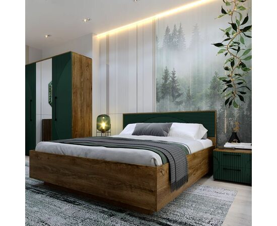 Кровать «Монтале» 160x200 КМК 0966.8 с ПМ, дуб канзас/зеленый матовый, изображение 3 | Интернет магазин мебели и декора LifeDekor