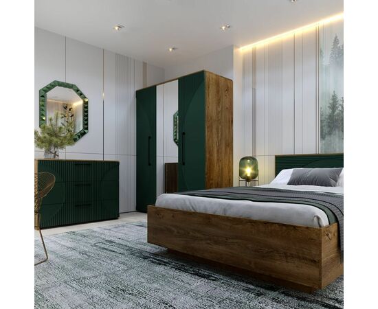 Кровать «Монтале» 160x200 КМК 0966.8 с ПМ, дуб канзас/зеленый матовый, изображение 4 | Интернет магазин мебели и декора LifeDekor