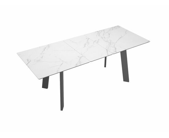 Стол DikLine DKH160, керамика 160(200)х90, мрамор белый матовый, опоры черные (2 уп.), изображение 8 | Интернет магазин мебели и декора LifeDekor