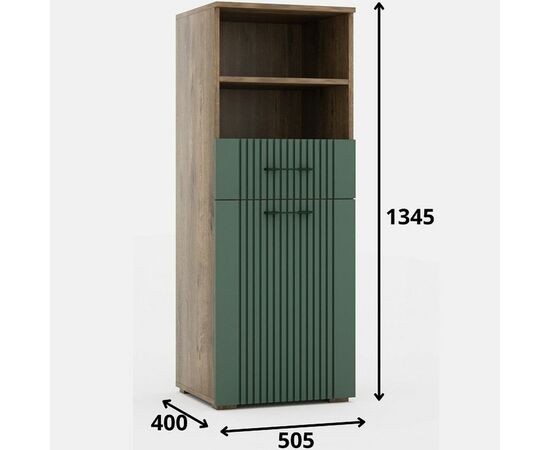 Стенка «Монреаль» КМК 0986, дуб канзас/зеленый матовый, изображение 5 | Интернет магазин мебели и декора LifeDekor