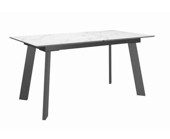 Стол DikLine DKH160, керамика 160(200)х90, мрамор белый матовый, опоры черные (2 уп.) | Интернет магазин мебели и декора LifeDekor