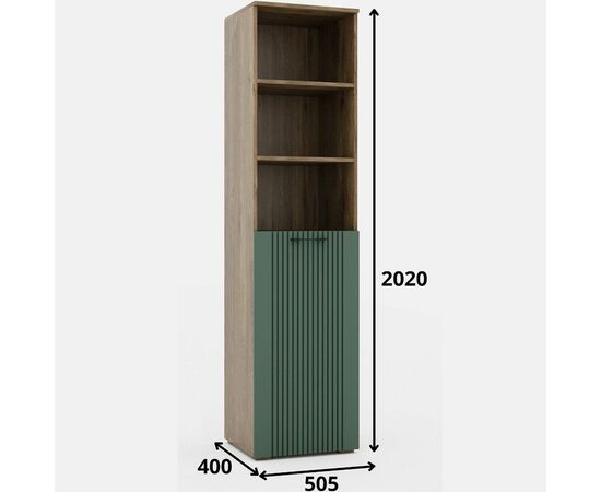 Шкаф «Монреаль» 1Д КМК 0986.2, дуб канзас/зеленый матовый, изображение 5 | Интернет магазин мебели и декора LifeDekor