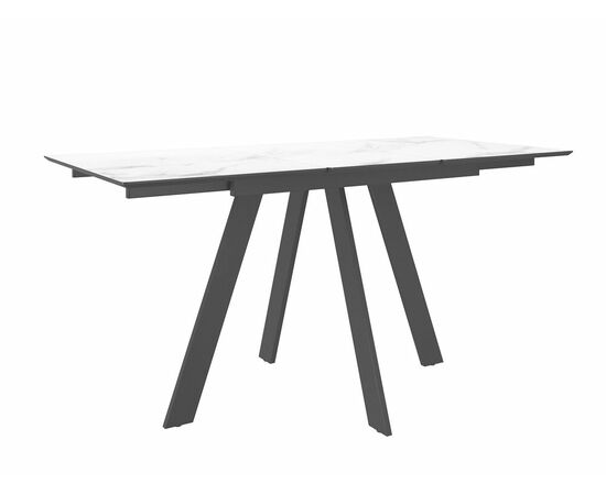 Стол DikLine DKD120, керамика 120(160)х80, марамор белый матовый, опоры черные (2 уп.), изображение 2 | Интернет магазин мебели и декора LifeDekor