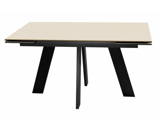 Стол DikLine SKM140 Керамика Krater Perla (бежевый матовый)/подстолье черное/опоры черные | Интернет магазин мебели и декора LifeDekor
