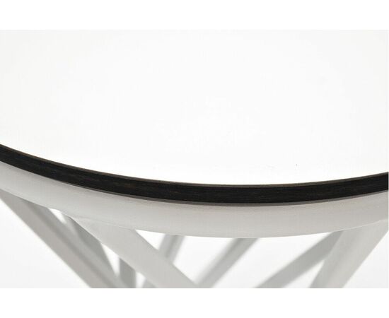 "Сантьяго" журнальный стол из HPL круглый Ø40 H55, каркас из стали белый, цвет столешницы "молочный", изображение 2 | Интернет магазин мебели и декора LifeDekor