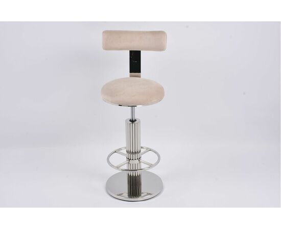 Стул барный Вивиан MC111-GR-3, светло-серый/глянцевое серебро | Интернет магазин мебели и декора LifeDekor