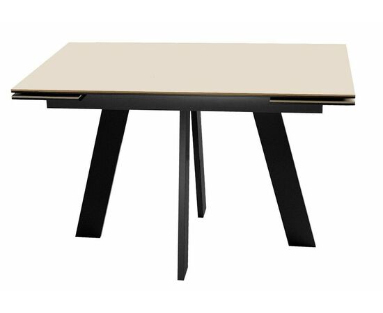 Стол DikLine SKM120 Керамика Krater Perla (бежевый матовый)/подстолье черное | Интернет магазин мебели и декора LifeDekor
