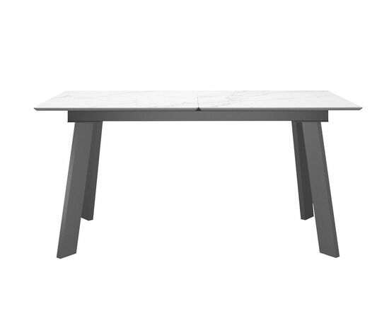 Стол DikLine DKH160, керамика 160(200)х90, мрамор белый матовый, опоры черные (2 уп.), изображение 2 | Интернет магазин мебели и декора LifeDekor