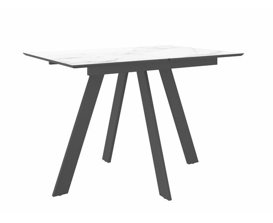 Стол DikLine DKD120, керамика 120(160)х80, марамор белый матовый, опоры черные (2 уп.) | Интернет магазин мебели и декора LifeDekor
