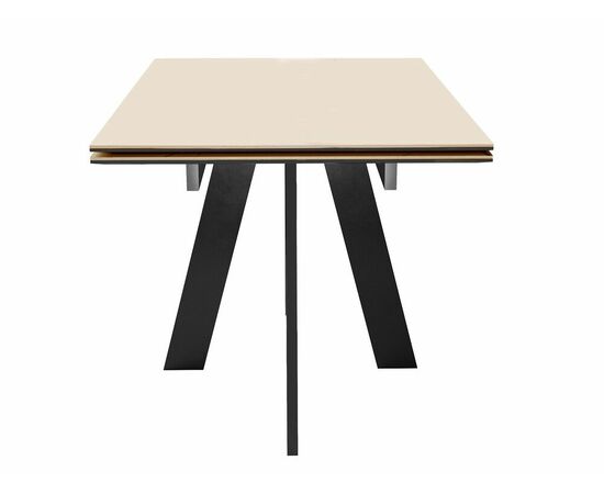 Стол DikLine SKM140 Керамика Krater Perla (бежевый матовый)/подстолье черное/опоры черные, изображение 3 | Интернет магазин мебели и декора LifeDekor