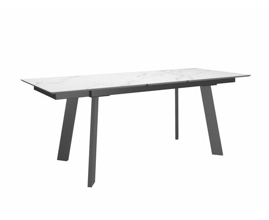 Стол DikLine DKH160, керамика 160(200)х90, мрамор белый матовый, опоры черные (2 уп.), изображение 6 | Интернет магазин мебели и декора LifeDekor