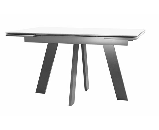 Стол DikLine SKM140 Керамика Mono white (белый матовый)/подстолье черное/опоры черные (2 уп.), изображение 2 | Интернет магазин мебели и декора LifeDekor