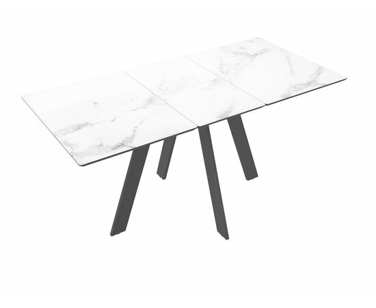Стол DikLine DKD120, керамика 120(160)х80, марамор белый матовый, опоры черные (2 уп.), изображение 4 | Интернет магазин мебели и декора LifeDekor