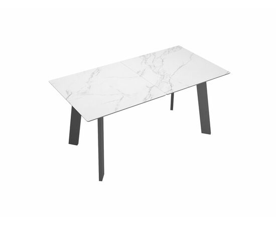 Стол DikLine DKH160, керамика 160(200)х90, мрамор белый матовый, опоры черные (2 уп.), изображение 4 | Интернет магазин мебели и декора LifeDekor