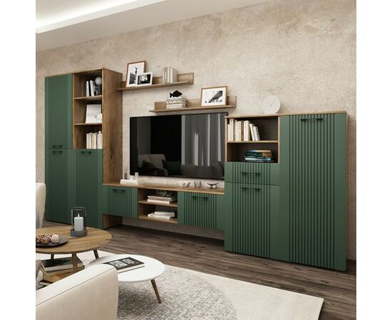 Стенка «Монреаль» КМК 0986, дуб канзас/зеленый матовый | Интернет магазин мебели и декора LifeDekor