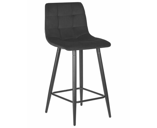 Стул полубарный DOBRIN OLIVIA, черные матовые ножки, черный велюр (108-77), Вариант: черные матовые ножки, черный велюр (108-77) | Интернет магазин мебели и декора LifeDekor