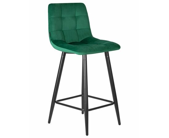 Стул полубарный DOBRIN OLIVIA, черные матовые ножки, зелёный велюр (108-64), Вариант: черные матовые ножки, зелёный велюр (108-64), изображение 2 | Интернет магазин мебели и декора LifeDekor