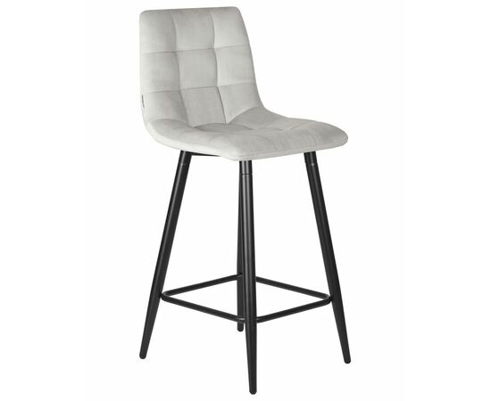 Стул полубарный DOBRIN OLIVIA, черные матовые ножки, светло-серый велюр (108-52), Вариант: черные матовые ножки, светло-серый велюр (108-52), изображение 2 | Интернет магазин мебели и декора LifeDekor