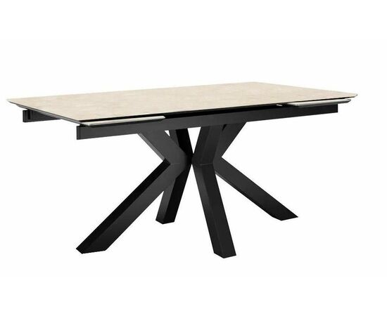 Стол DikLine SFE140 Керамика Krater Perla (бежевый матовый)/подстолье черное/опоры черные (2 уп.) | Интернет магазин мебели и декора LifeDekor