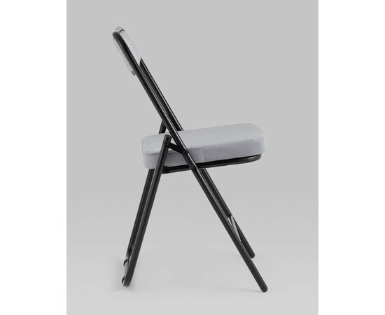 Складной стул Джонни велюр серый каркас черный матовый, изображение 5 | Интернет магазин мебели и декора LifeDekor