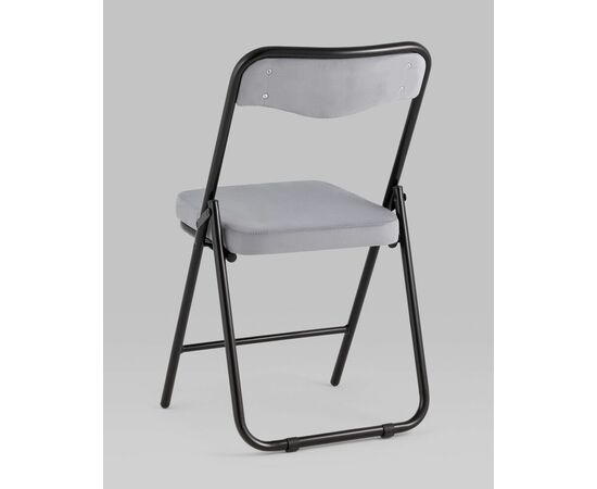 Складной стул Джонни велюр серый каркас черный матовый, изображение 8 | Интернет магазин мебели и декора LifeDekor