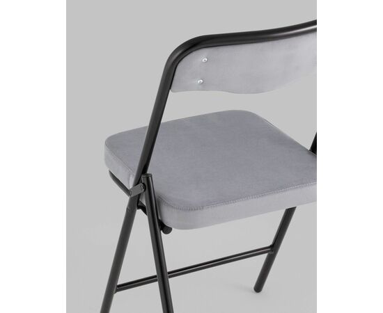 Складной стул Джонни велюр серый каркас черный матовый, изображение 6 | Интернет магазин мебели и декора LifeDekor