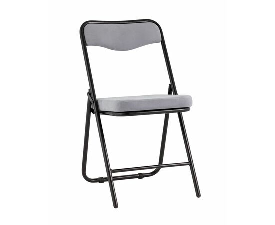 Складной стул Джонни велюр серый каркас черный матовый | Интернет магазин мебели и декора LifeDekor