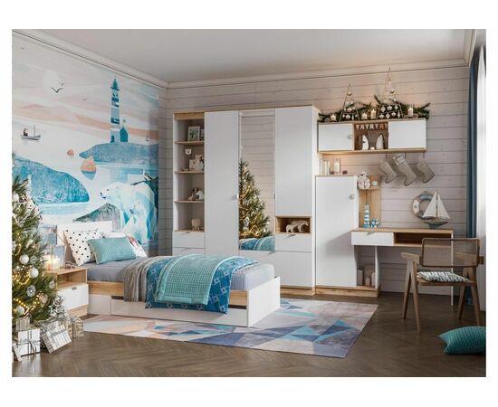 Компьютерный стол Джидда 1500 белый / дуб делано, изображение 2 | Интернет магазин мебели и декора LifeDekor