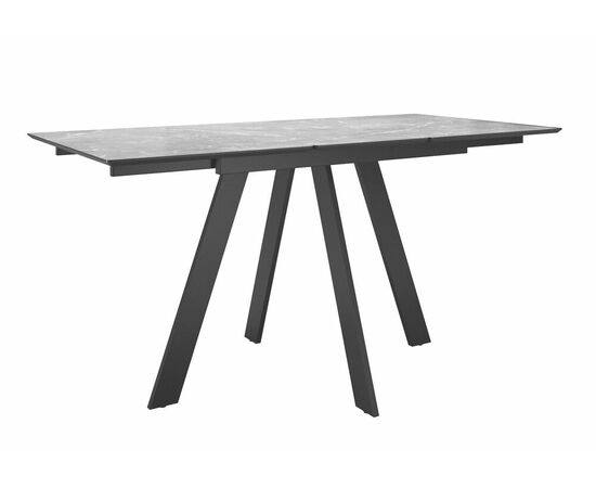 Стол DikLine DKD120, керамика 120(160)х80, мрамор серый матовый, опоры черные (2 уп.), изображение 2 | Интернет магазин мебели и декора LifeDekor