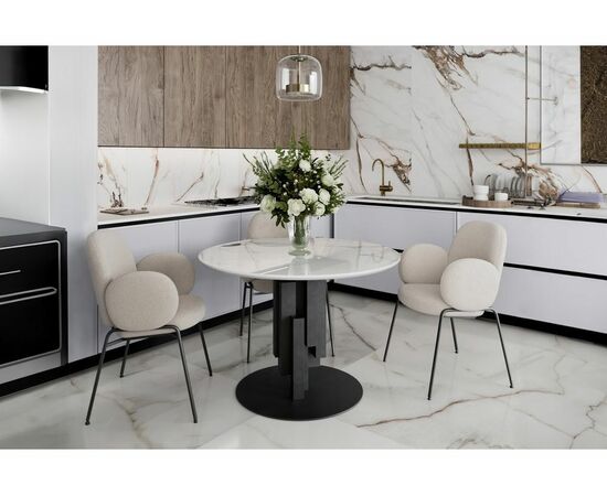 Стол стеклянный Калипсо 110х75 белый мрамор / черный, изображение 2 | Интернет магазин мебели и декора LifeDekor