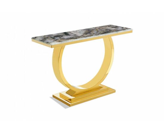 Стол-консоль Лира IST-806,120х40х76 см, светло-серый/золотой | Интернет магазин мебели и декора LifeDekor