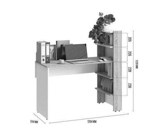 Компьютерный стол Арлет сонома / белый, изображение 3 | Интернет магазин мебели и декора LifeDekor