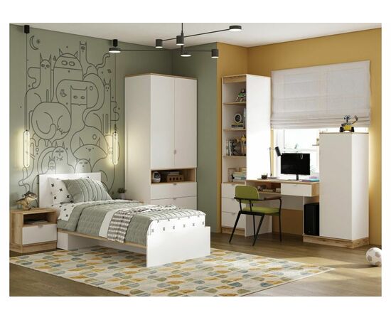 Компьютерный стол Джидда 1500 белый / дуб делано, изображение 3 | Интернет магазин мебели и декора LifeDekor