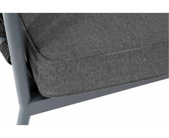 "Диего" диван 2-местный плетеный из роупа, каркас алюминий белый муар, роуп бежевый круглый, ткань бежевая 052, изображение 8 | Интернет магазин мебели и декора LifeDekor