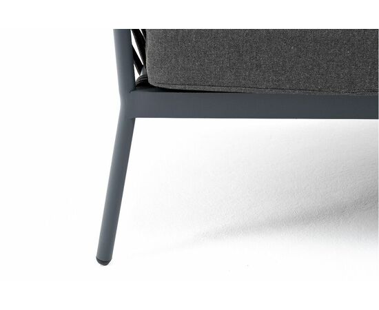 "Диего" диван 2-местный плетеный из роупа, каркас алюминий белый муар, роуп бежевый круглый, ткань бежевая 052, изображение 9 | Интернет магазин мебели и декора LifeDekor