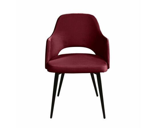 Стул William с подлокотниками, бархат винно-красный 16/ черный конус, изображение 2 | Интернет магазин мебели и декора LifeDekor
