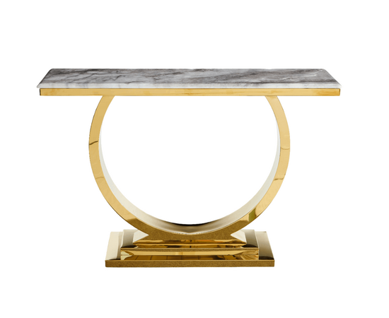 Стол-консоль Лира IST-806,120х40х76 см, светло-серый/золотой, изображение 2 | Интернет магазин мебели и декора LifeDekor