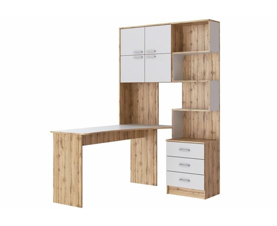Компьютерный стол Ганор левый дуб вотан / белый | Интернет магазин мебели и декора LifeDekor