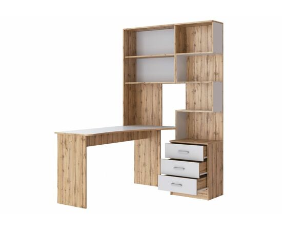 Компьютерный стол Ганор левый дуб вотан / белый, изображение 3 | Интернет магазин мебели и декора LifeDekor