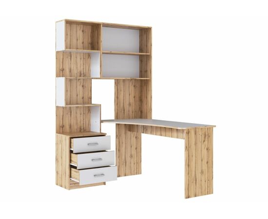 Компьютерный стол Ганор правый дуб вотан / белый, изображение 3 | Интернет магазин мебели и декора LifeDekor