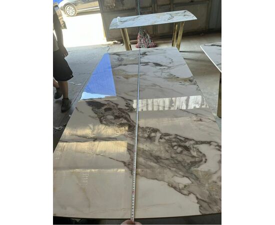 Стол обеденный Ланс DT-2852L, 180х90х75 см, белая керамика/золотой, изображение 2 | Интернет магазин мебели и декора LifeDekor